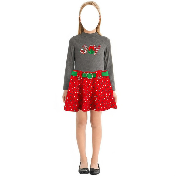 Pink & Violet Girls Dress L 10/12 Multicolor Holiday Christmas Sequined JOY - Picture 1 of 6